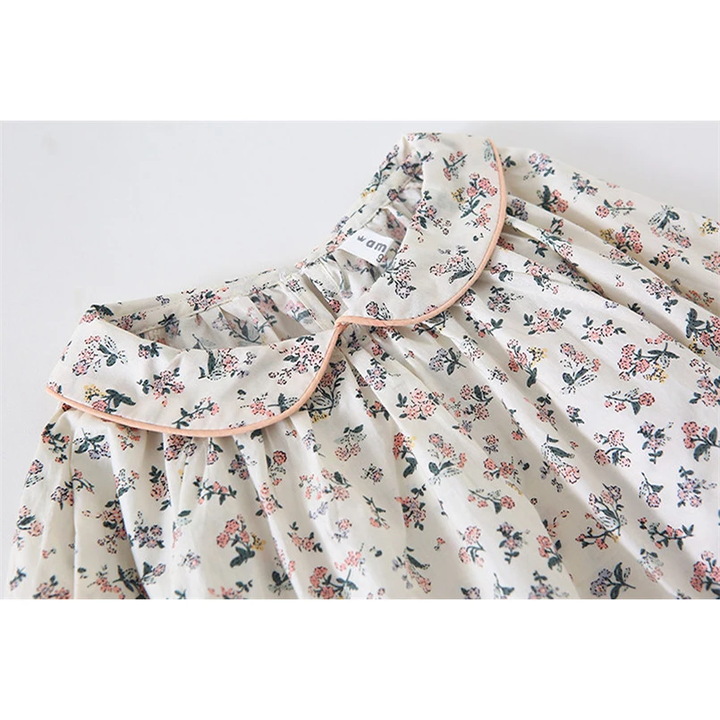 0- 3 Yrs Little Girls Floral Shirt Cozy Cotton Baby Long Sleeve Petal Collar Blouse Spring Summer Toddler Tops Kids Outwear