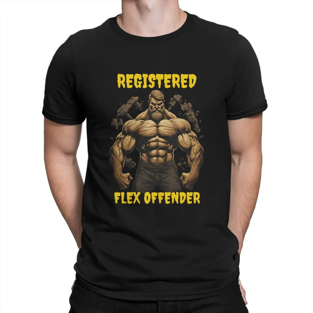 Casual   T-Shirt Men Round Collar 100% Cotton T Shirts Registered Flex Offender Short Sleeve Tee Shirt Graphic Clothing