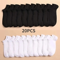 10/20 Pairs Unisex Solid Color Boat Socks Leisure Invisible Business Breathable Odorproof High-quality Men's Women's Ankle Socks