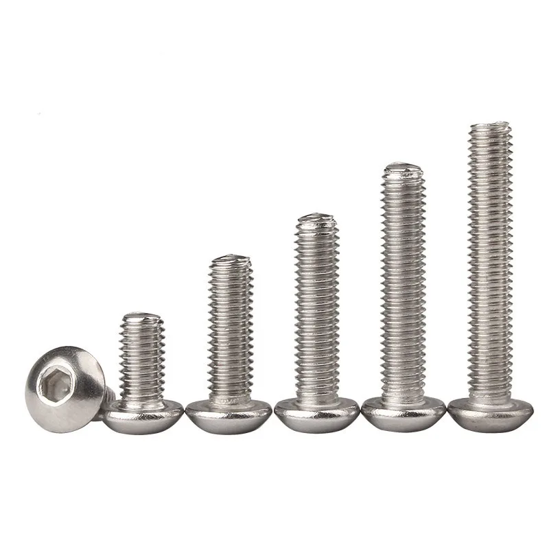 M2 M3 M4 M5 M6 M8 M10 304 Stainless Steel Hex Hexagon Socket Button Head Cap Screw Mushroom Button Head Allen Bolts