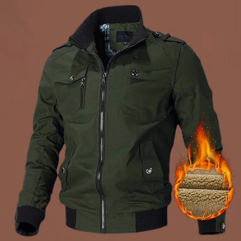 

Thiened Pure Cotton Fce Lined Men's Jaet Autumn Winter New Sle Youth Casual Faion Urban Wear Breathable Zipper Clo...