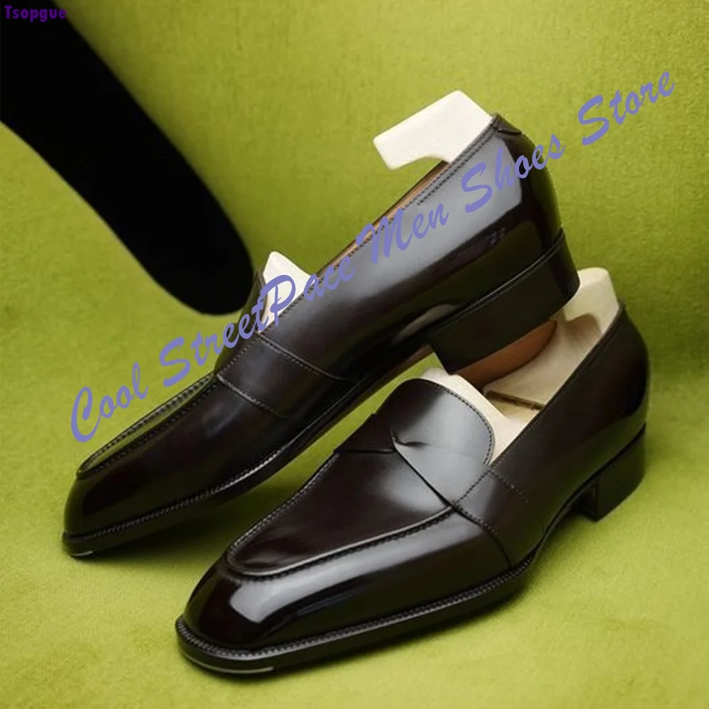 Men Dark Brown Cross Band Loafers Handmade Polished Leather Slip On Wedding Office Dress Men Footwear 2026 Zapatillas Mujers