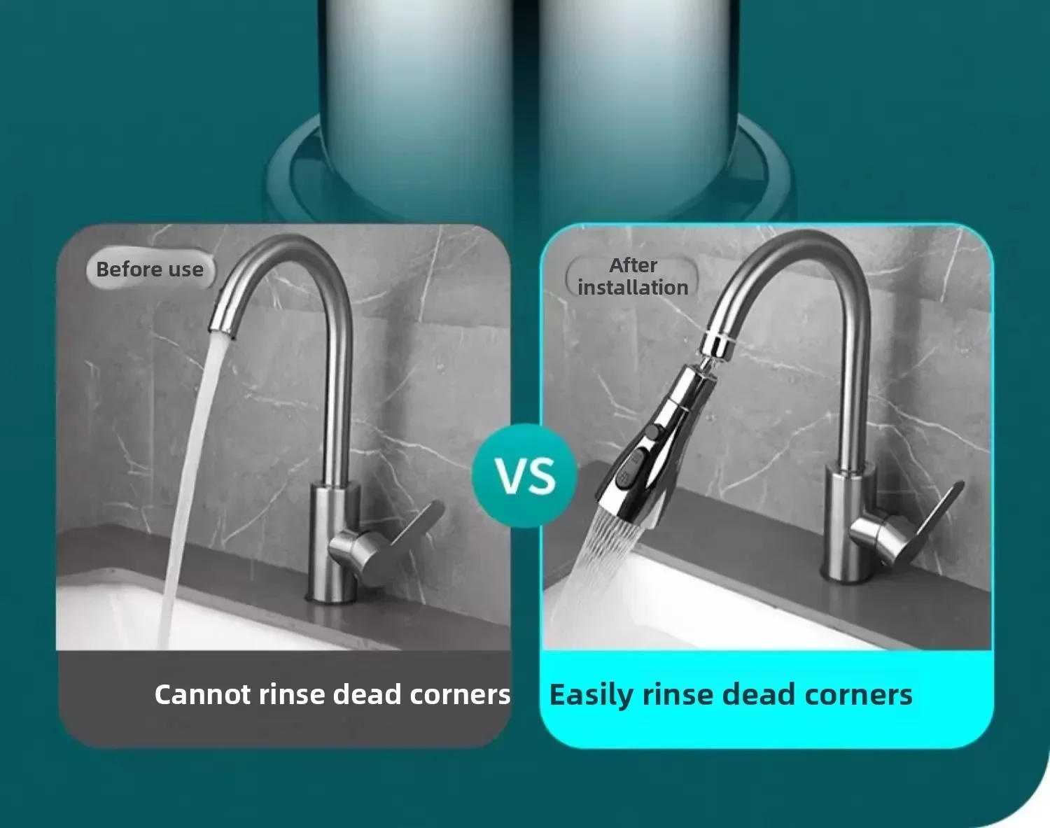 Universal 360° ° Drehen Küche Wasserhahn Extender Belüfter Kunststoff Spritzfilter Küche Waschbecken Wasserhahn Bubbler Düse Belüfter – Detail 9