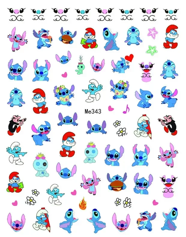 Disney Lilo & Stitch Nail Stickers Anime Mickey Minnie Nail Art Supplies Cartoon Decoration Kids Toys Christmas Gifts