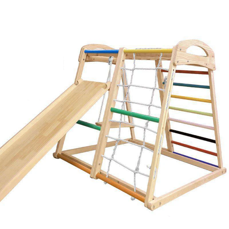 montessori wooden pickler climbing frame with ramp square climb frame gym children indoor folding  for toddlers 2 3 4 old