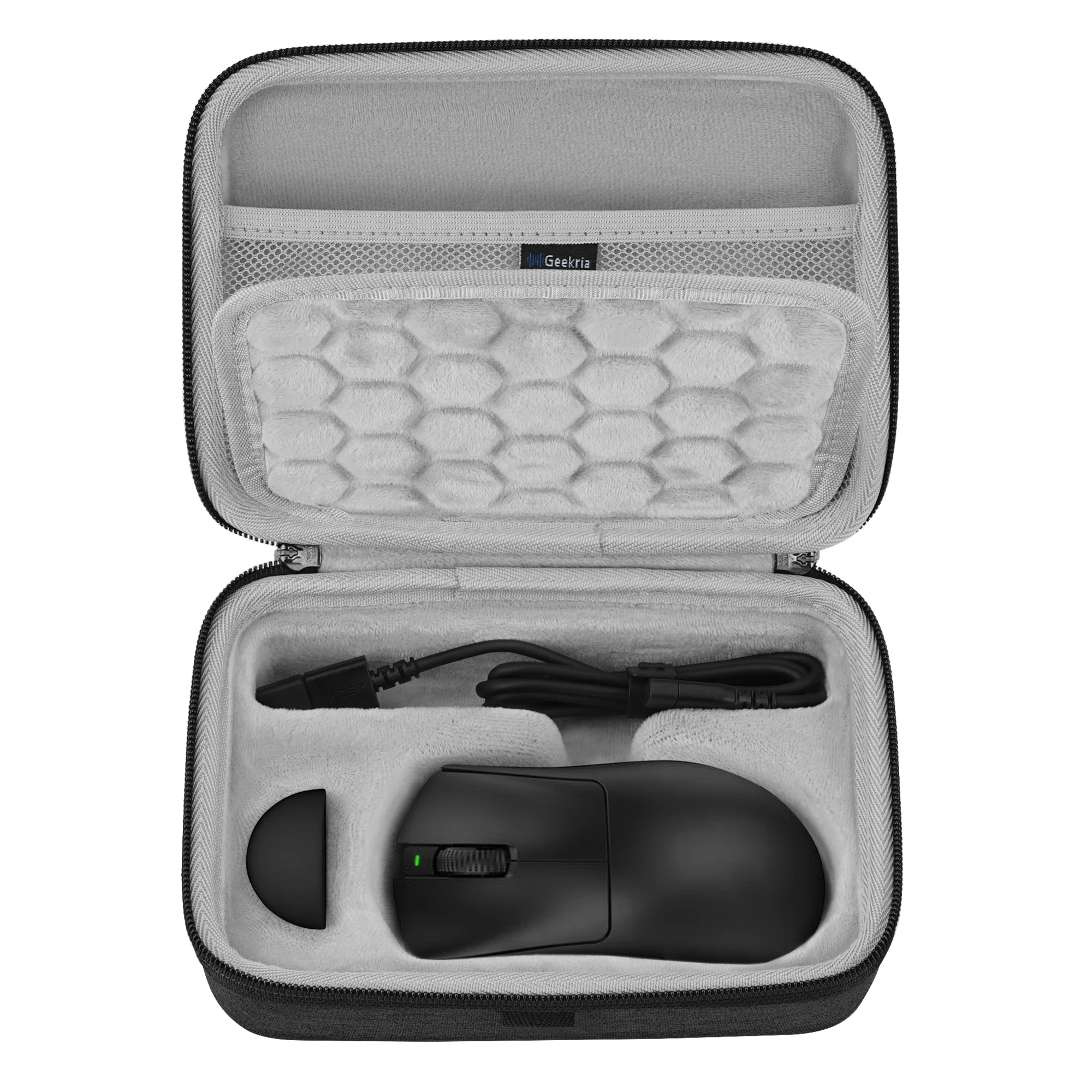 Geekria Mouse Carrying Case, Compatible with Razer DeathAdder V4 Pro/DeathAdder V3 Pro, Hard Shell Protective Bag (Dark Gray)