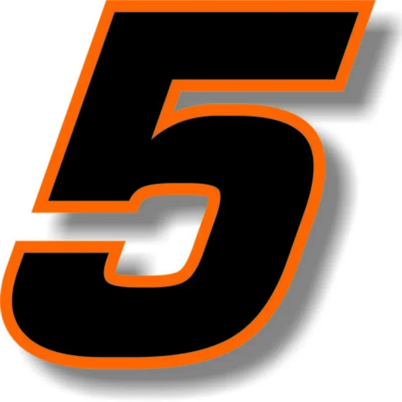 Hot SellFor Car Custom Race Number Square Font Black with Orange Border Sticker PVC Waterproof Self-adhesive Cars Decal