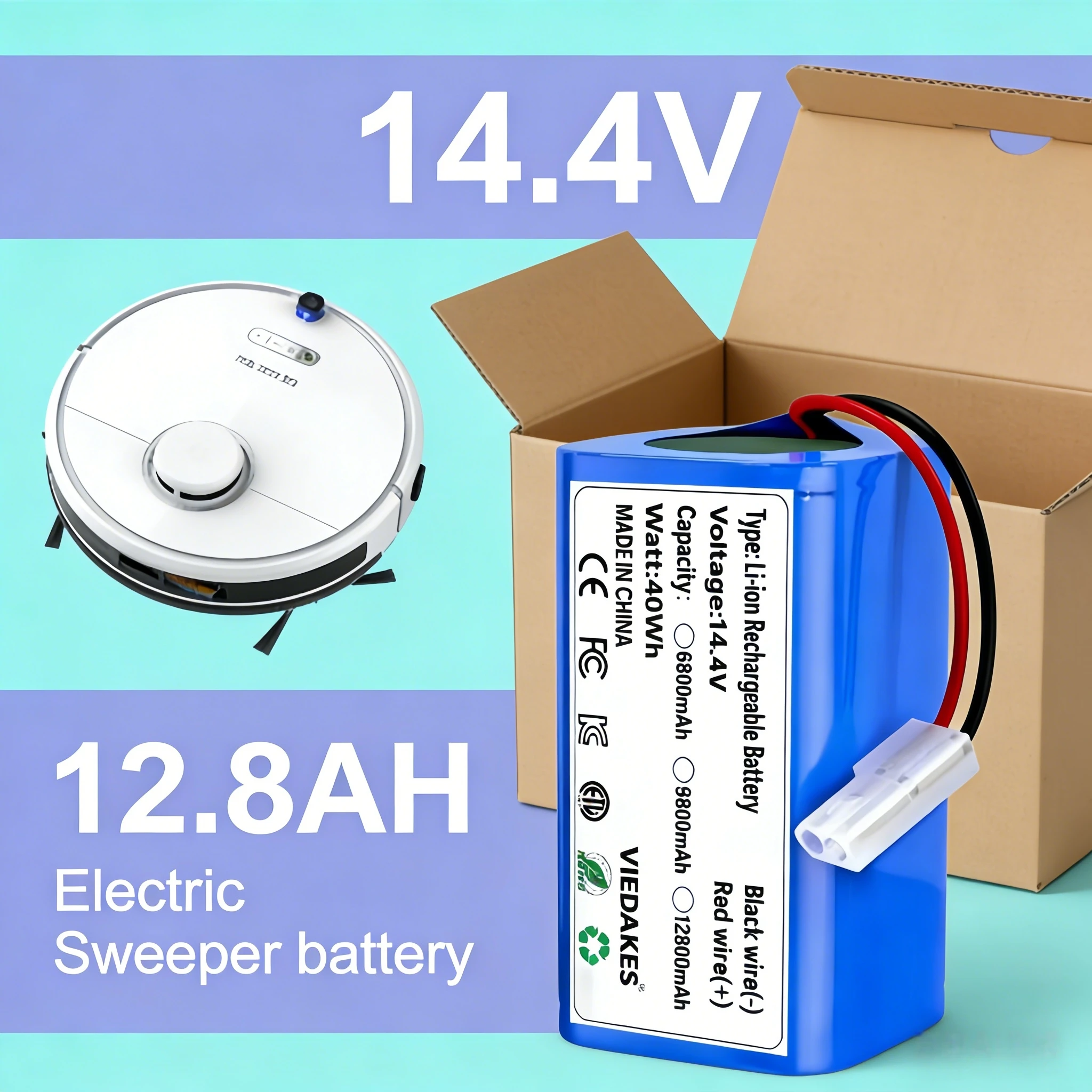 

14.4V Electric Sweeper Battery, For XIOMI MIJIA Mi Robot Vacuum-Mop Essential G1 SKV4136GL MJSTG1 H18650CH Replacement battery