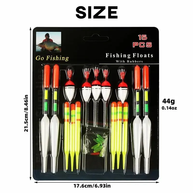 Vis Float Set 15Pc Professionele Verticale Boei Met Glow Stick Multifunctionele Kunstaas Float Visgerei Voor Karper Vissen Pesca