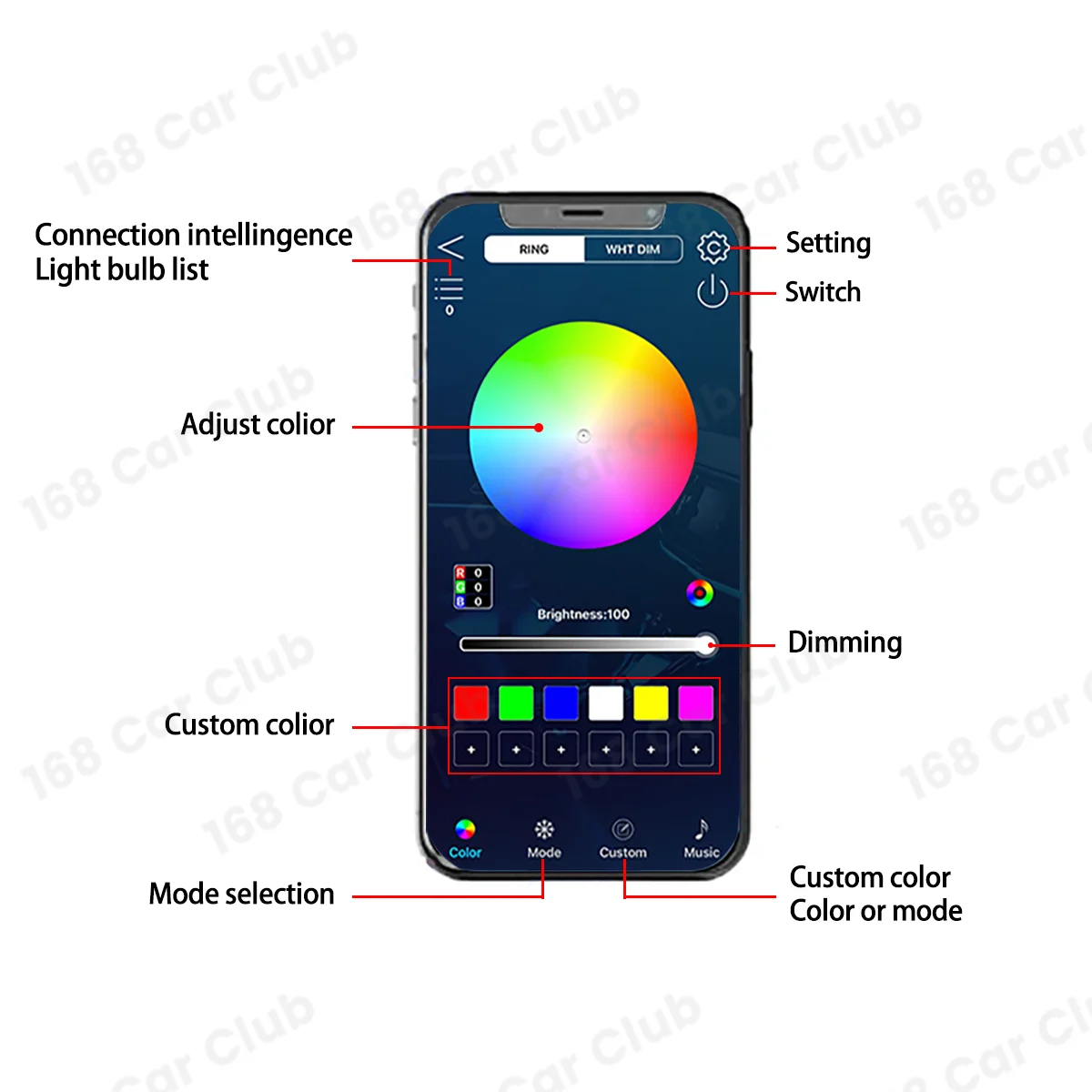 APP Controls 256 Colors RGB Turbo Air Outlet Nozzle Lamp For Mercedes Benz W205 W213 X253 W177 W118 W117 W176 X156 W222 LED Vent 3