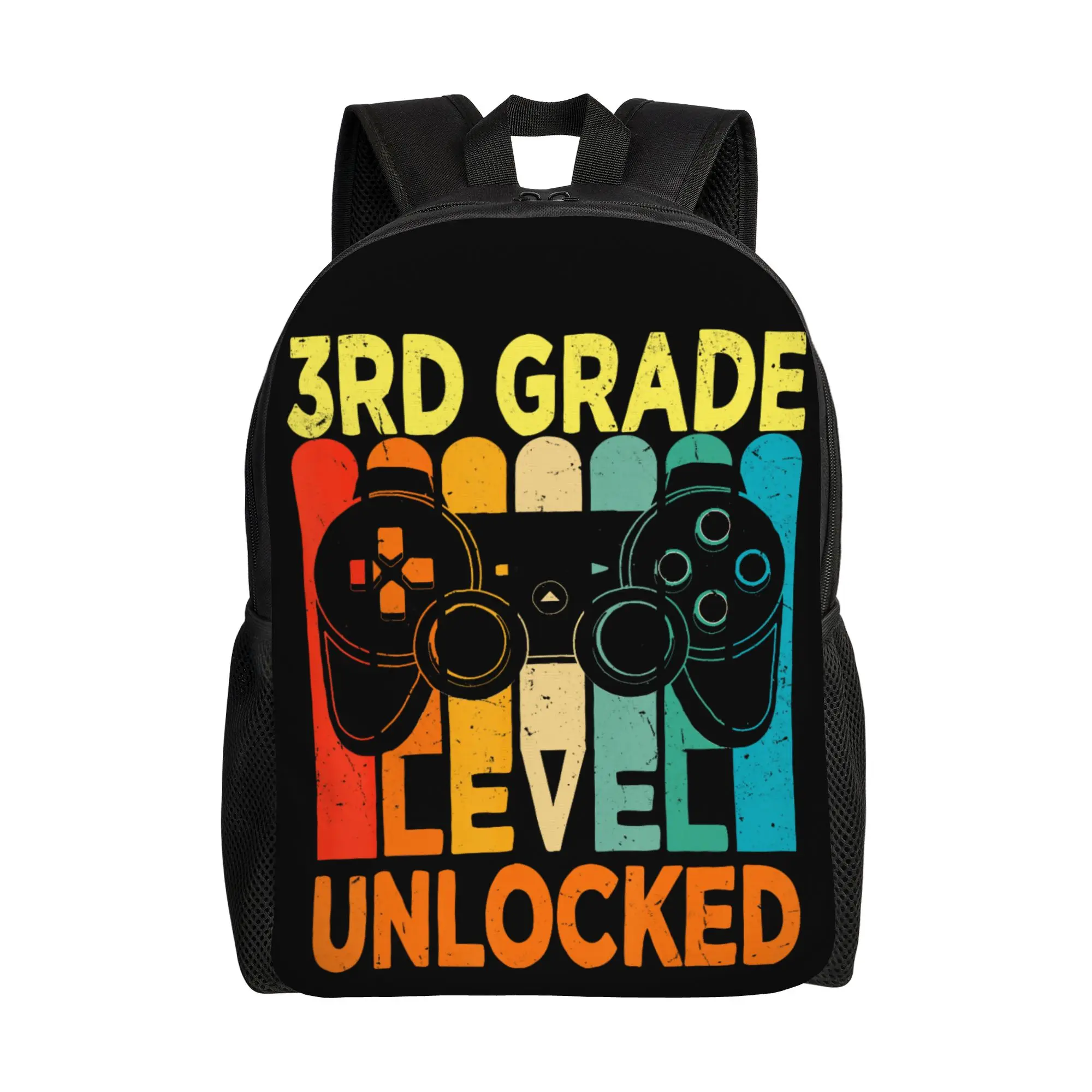 Hello 3rd Grade Level Unlocked Video Game Back to School Backpack  Hiking Backpacks Male High School Bags Breathable Rucksack