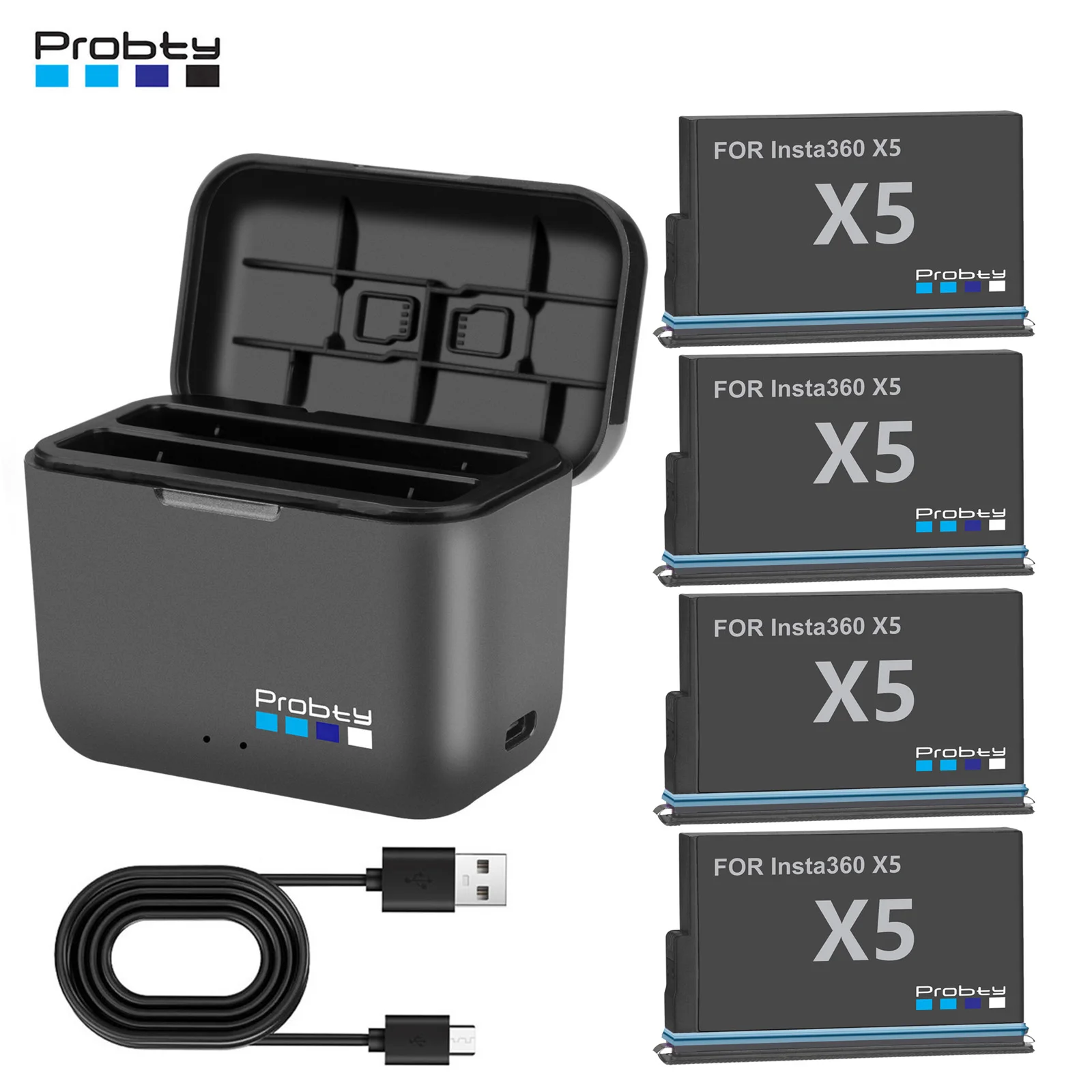 Para batería Insta360 X5 2850mAh + caja de almacenamiento de estuche de carga rápida para accesorios de energía Insta 360 X 5