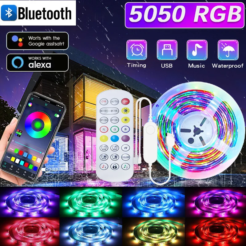 1-30M/100FT LED Light RGB Strip 5050 Tuya Wifi APP Control Luces Led Light Strip Lighting Music Sync for Party PC TV Living Room