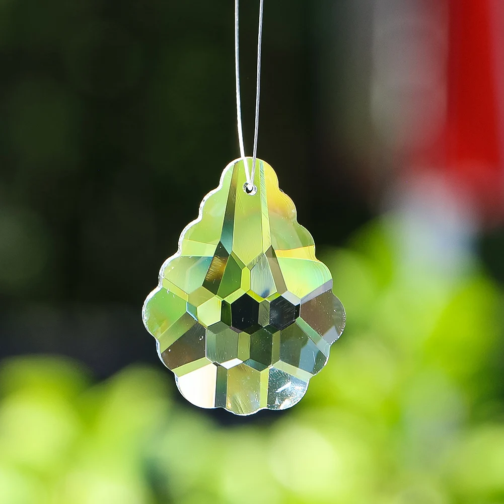 2pcs Window Hanging Suncatcher Lily Flower Crystals Prism Glass Faceted Sunlight Rainbow Maker Chandelier Pendant Wedding Decor