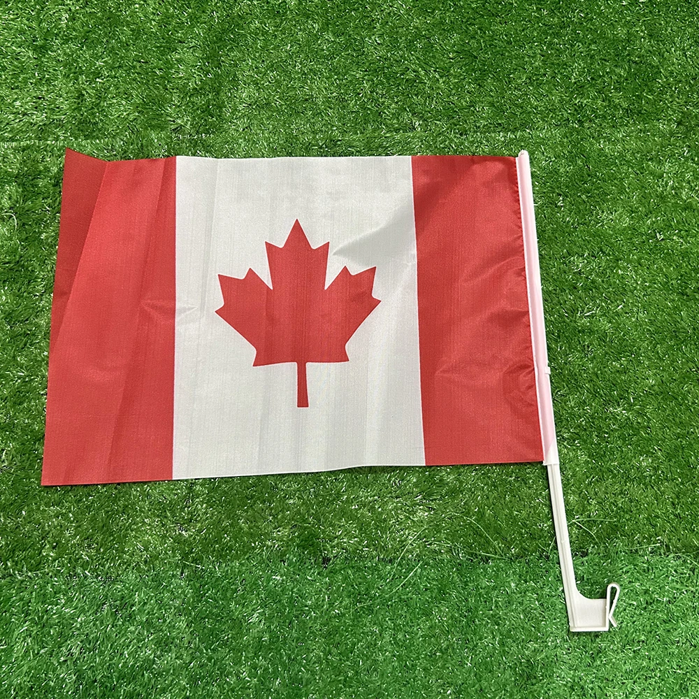 (SKY FLAG) Kanada-Autoflagge 30*45cm Kanada-Auto-Winkflagge Nationalflagge Standardträger-Winkflagge mit Kunststoff-Fahnenmast – Detail 2