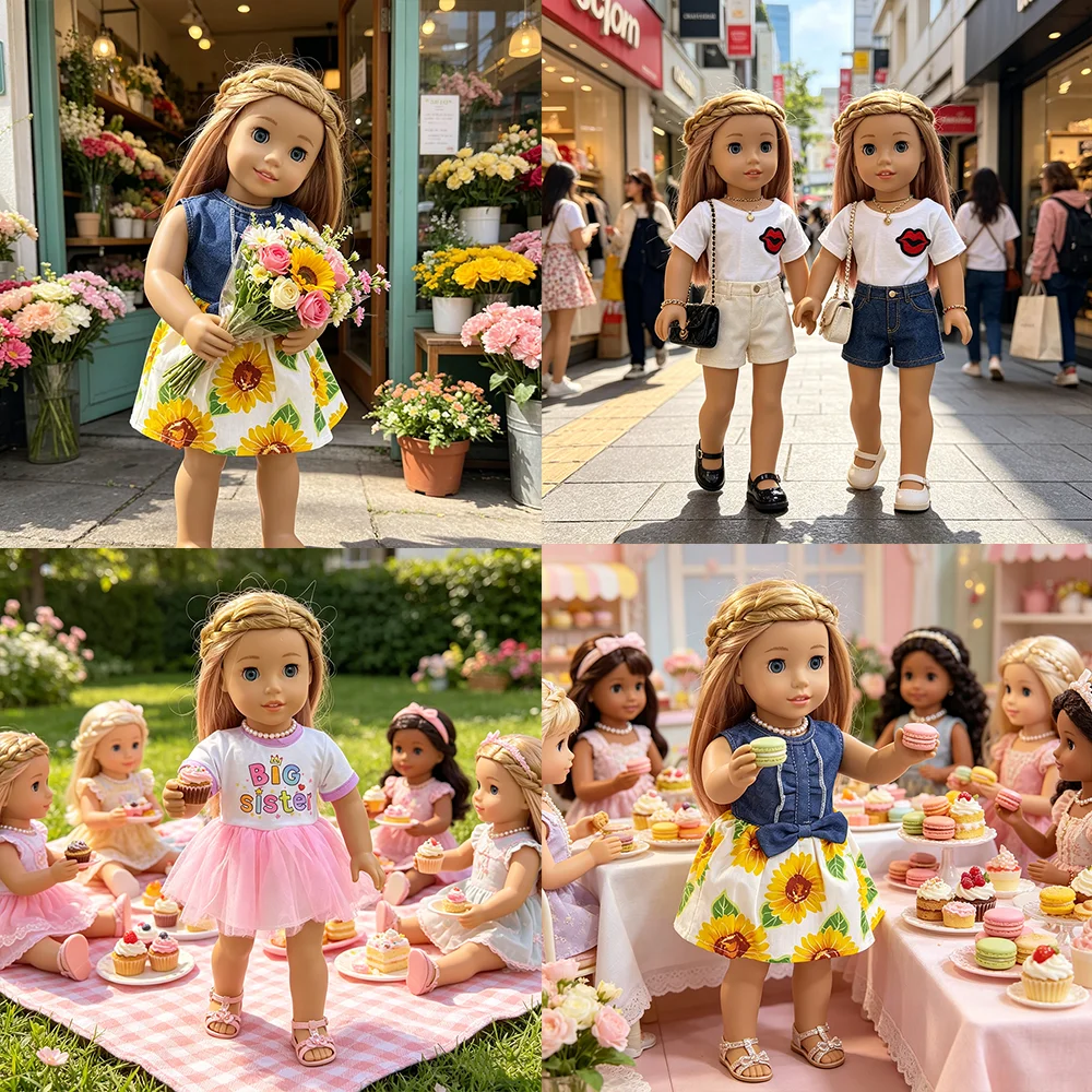 

18 inch doll girl gentle and sweet style dress doll cute little dress suitable for 18 inch doll clothing doll summer showcase cl