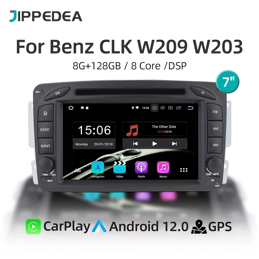 2 Din Android 12 CarPlay 4G WiFi GPS Navigation Stereo Radio Car DVD Player For Mercedes Benz C-Class W203 W209 W463 Viano Vito