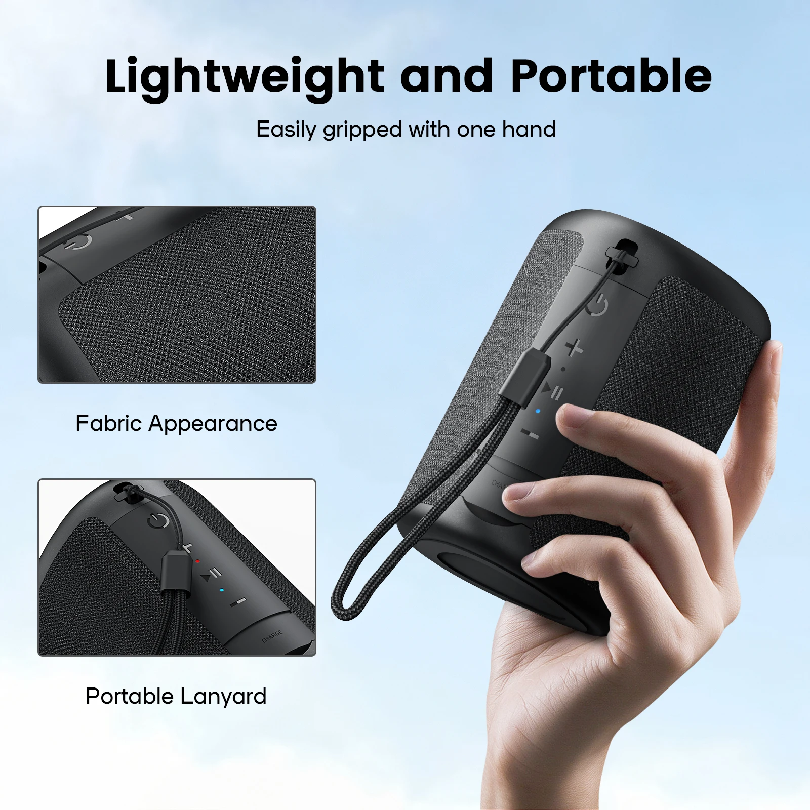 WISETIGER Mini altoparlante Bluetooth portatile da esterno Incredibile altoparlante wireless per bassi BT5.3 Connettività TWS Sound Box con luce a