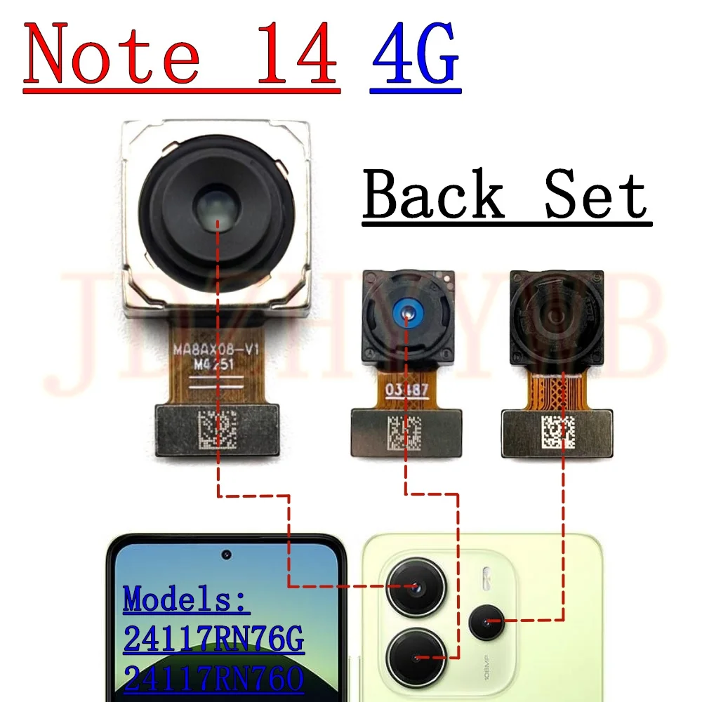 Front Rear Camera For Xiaomi Redmi Note 14 4G Frontal Selfie Wide Back Facing Main Camera Module Flex Cable
