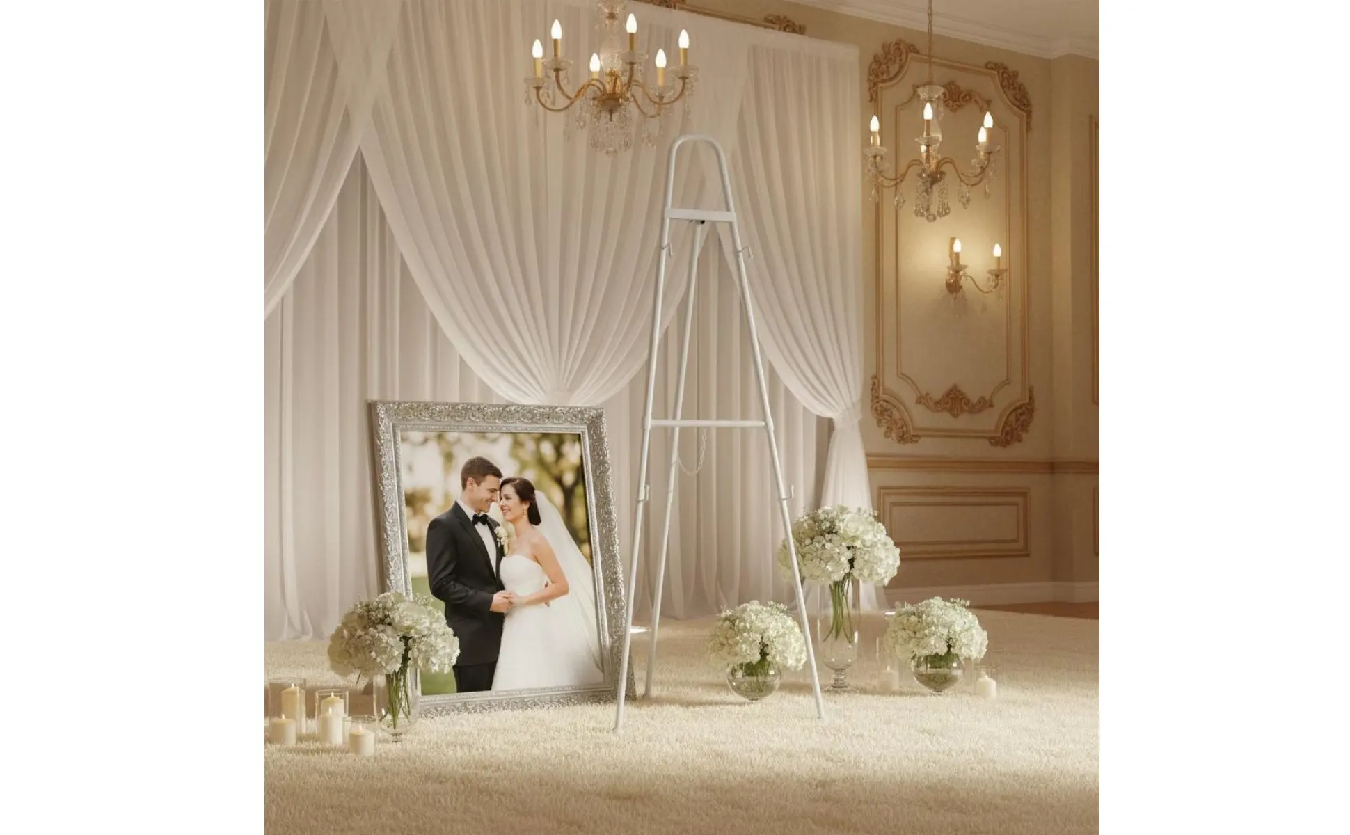 Floor Standing Art Stand Sturdy Metal Art Stand Metal Tripod Easel Quick Set-Up Portable Display Easel Non-Slip Feet for Artists