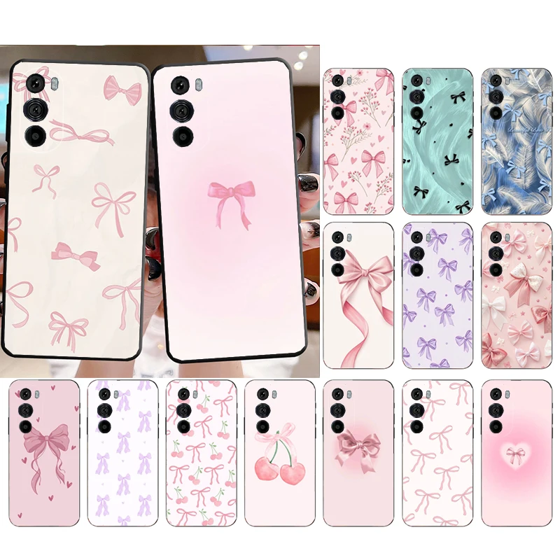 

Pink Bow aesthetic coequtte Phone Case For Motorola Edge 50 40 Pro 60 50 40 30 Ultra Neo Fusion Moto G Play G Stylus G Power G