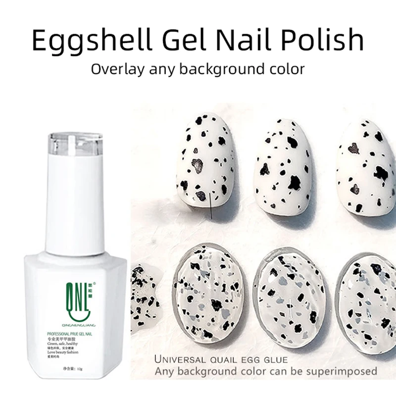 2023 QNL Eggshell Gel Nail Polish 12ml Semi Permanent Quail Egg Effect Lamp Varnish Soak Off UV Gel Nail Art Manicure Top Coat