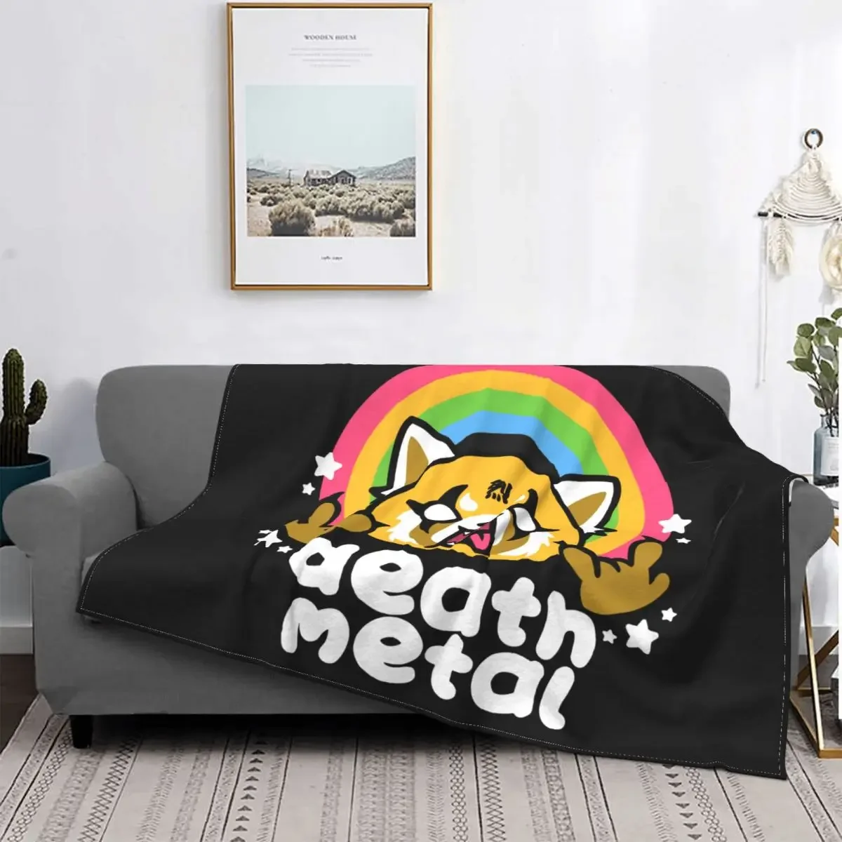 Death Metal Aggretsuko Aggressive Retsuko Fleece Blanket Awesome Throw Blanket for Home Hotel Sofa 125*100cm Bedspread