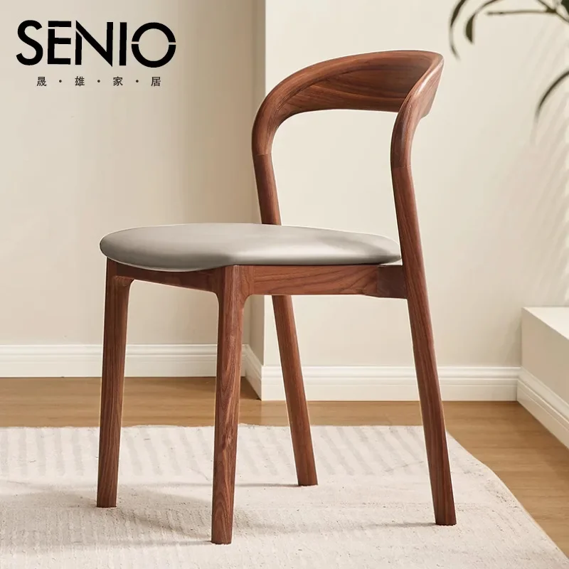 

Solid Wood Dining Chair Wabi-sabi Style Log Backrest Simple Household Stool Hotel High-end Designer Restaurant Chair