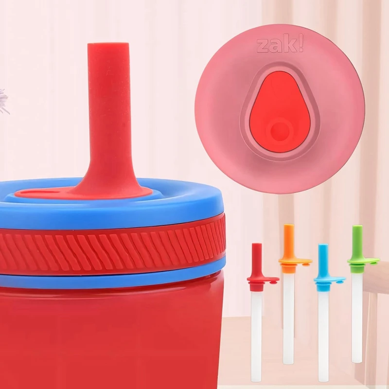 شفاطات بديلة وصمام عض لزجاجة مياه Zak Designs Kelso سعة 15 أونصة، شفاطات بديلة لكوب القش قابلة لإعادة الاستخدام