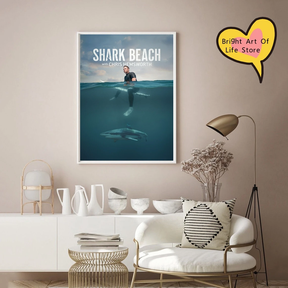 Shark Beach With Chris Hemsworth (2021) Movie Poster Cover Photo Print Canvas Wall Art Home Decor (Unframed)