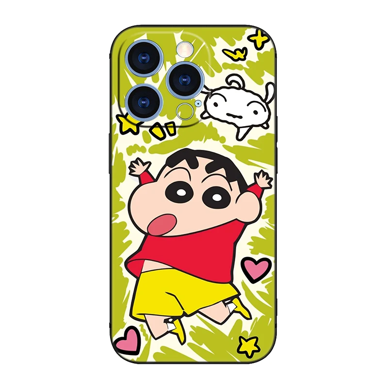 Cute C-Crayon S-Shinchan Black Phone Case For Xiaomi Redmi Note 13 Pro 12 11E Pro Plus 11S 11T 10 Pro 10T 5G 10S Cartoon Cover