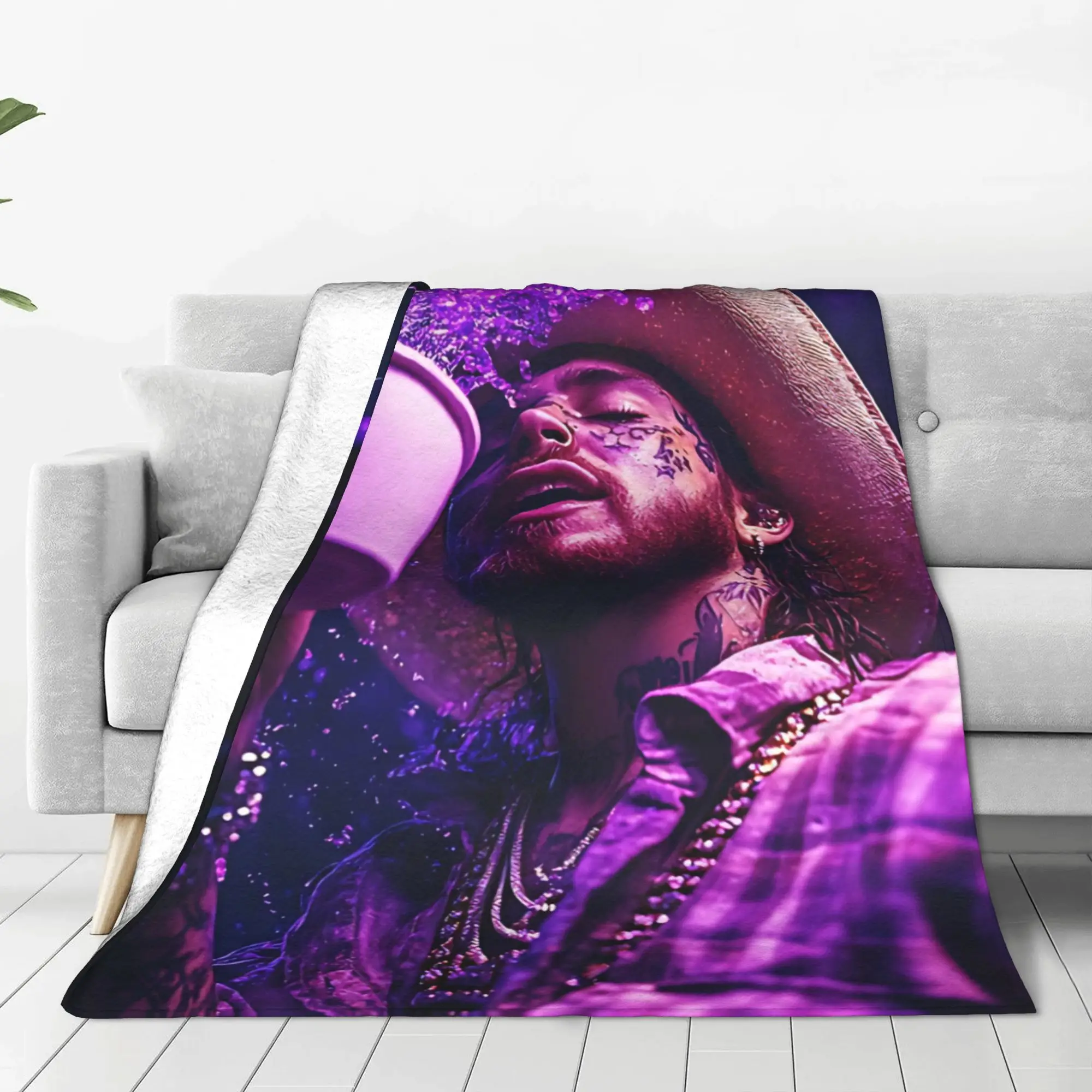 1PC Home Cutecore full facial  Post Malone Blanket Super Cosy Plush Home Living Room Sofa Halloween