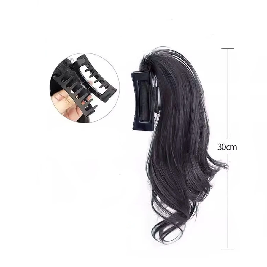 Wavy  Ponytail with claw  for Women Grils Sweeat Cute Half-Tied Ponytail Wig Synthetic Fluffy Black Brown Hairpieces