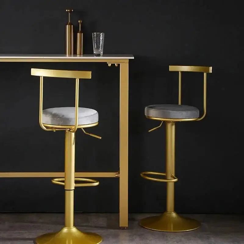 Sedia da bar da pranzo per ufficio Sedie d'attesa di lusso minimaliste dorate Panca alta con schienale Cadeiras De Espera Sedia per mobili per la casa