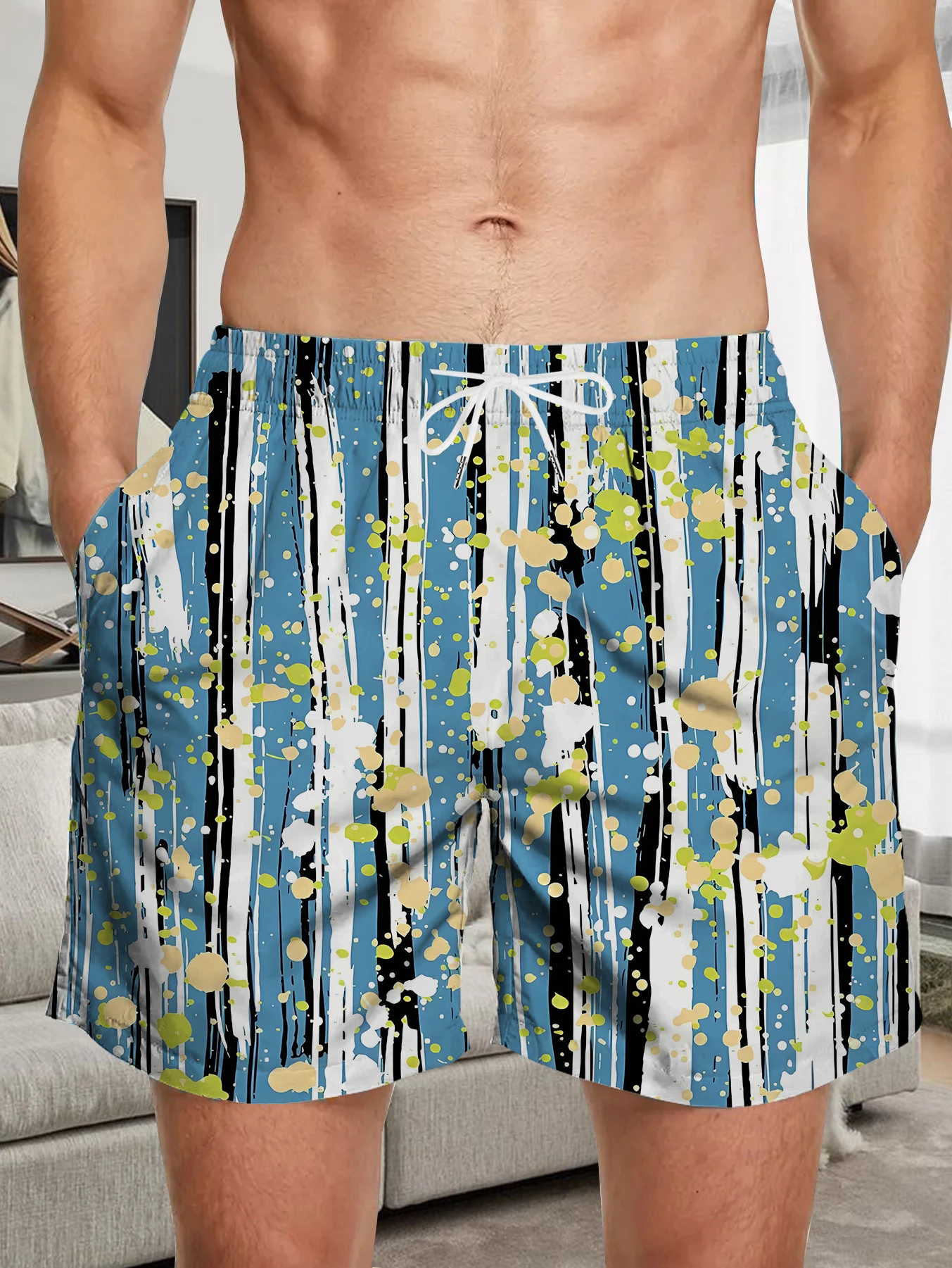 

Classic Full Print Beach Pants Men Digital Printed Quick Dry Polyester Short Pants