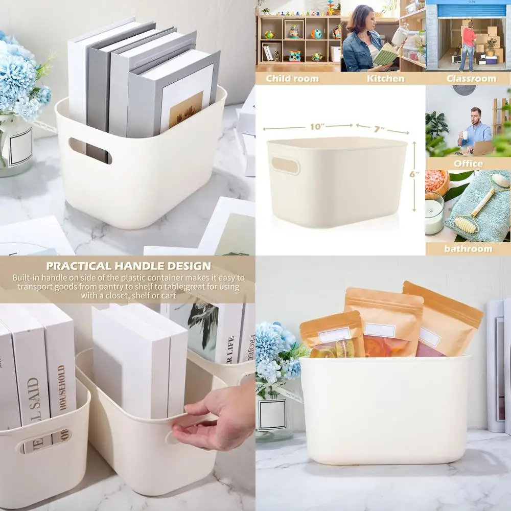 

10 упаковок белых пластиковых контейнеров для хранения, 7x6 дюймов, корзины-органайзеры для кухни и кладовой