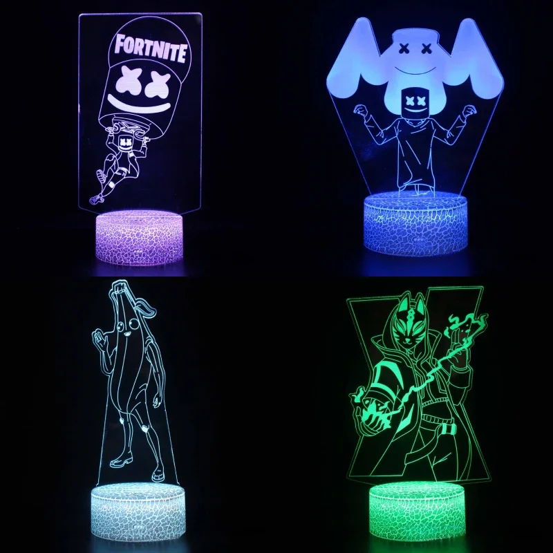 Fortnites 3D светодиодные ночники игры аниме фигурки косплей домашние настольные лампы Kawaii украшение для детской спальни детские игрушки подарки
