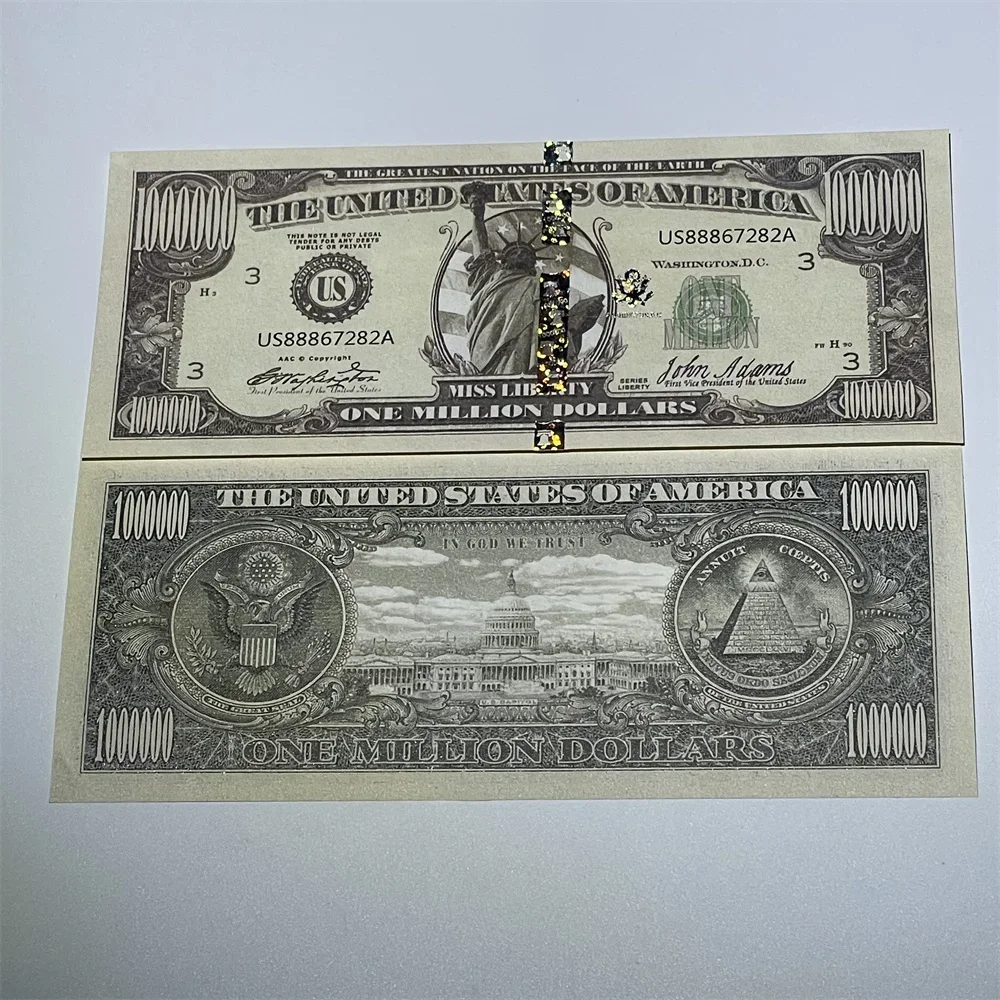 10PCS /100PCS American One Million Dollar Paper Statue of Liberty UV Anti-counterfeiting Serial Number Banknote Collection Usa