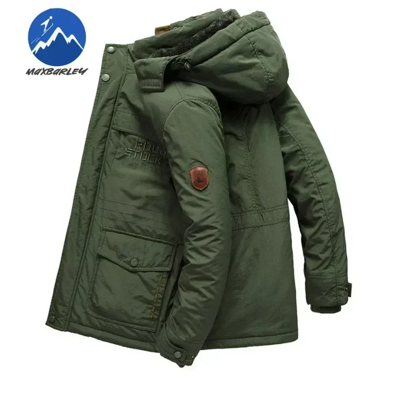 الشتاء الصوف سترة طويلة رجالي عادية رشاقته الأعمال الدافئة القطن معاطف موضة مقنعين في الهواء الطلق الثلوج الباردة حماية معطف سترات