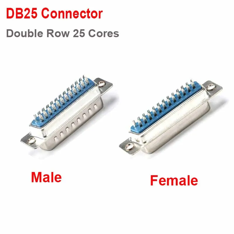 男性と女性のためのコネクタdb25,2列,25ピンコア,アダプター,2列,25コア,dp25,タイプvga,10個