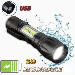 Portable USB Charging Flashlight Mini Torch LED Rechargeable Flashlight High Power Bank Camping Waterproof Long Range Lantern