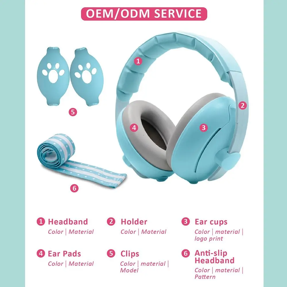 Convertible Design 2-in-1 Baby Ear Muffs Adjustable Band Noise-proof Toddler Noise Reduction Earmuffs Sleep Improvement