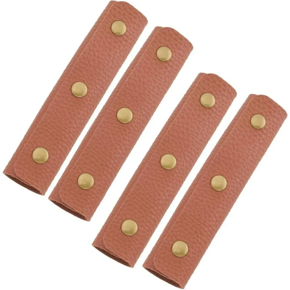 

4Pcs Handbag Handle Leather Wrap Cover Purse Bag Handle Grip Protector Saddle with Iron Clasp Strap Craft Making Supplies