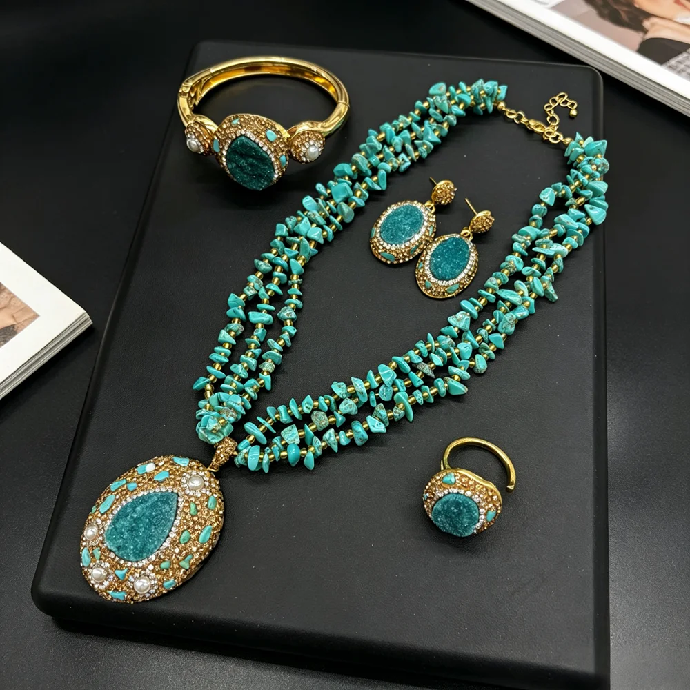Turquoise Stone Ring - Ensemble de bijoux en pierre de