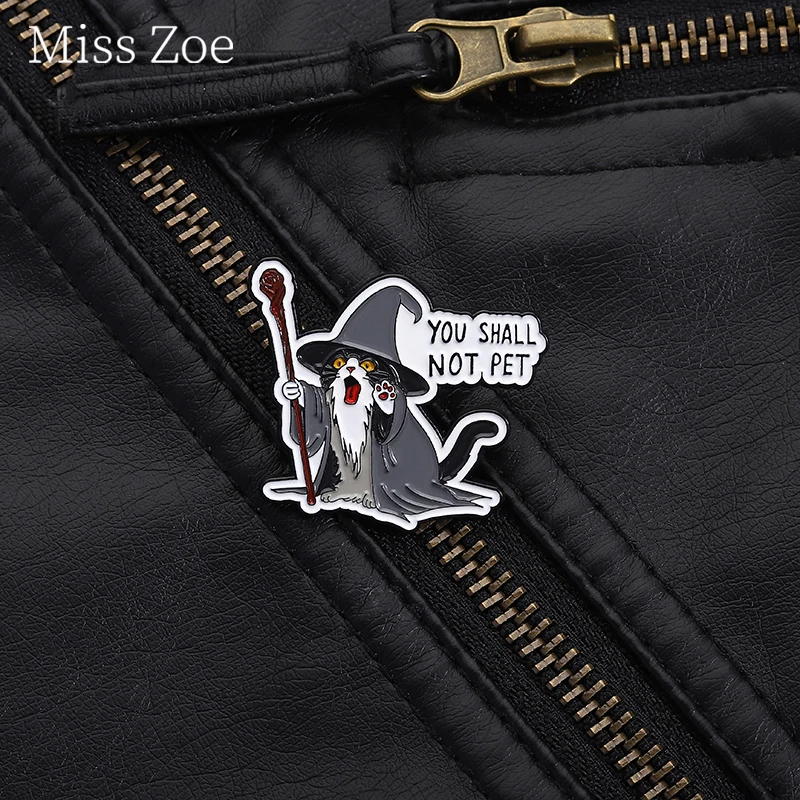 

You Shall Not Pet Black Cat Enamel Pin A Cat Wearing A Wizard Hat Brooch Backpack Lapel Badge Jewelry Accessory Gift For Friends