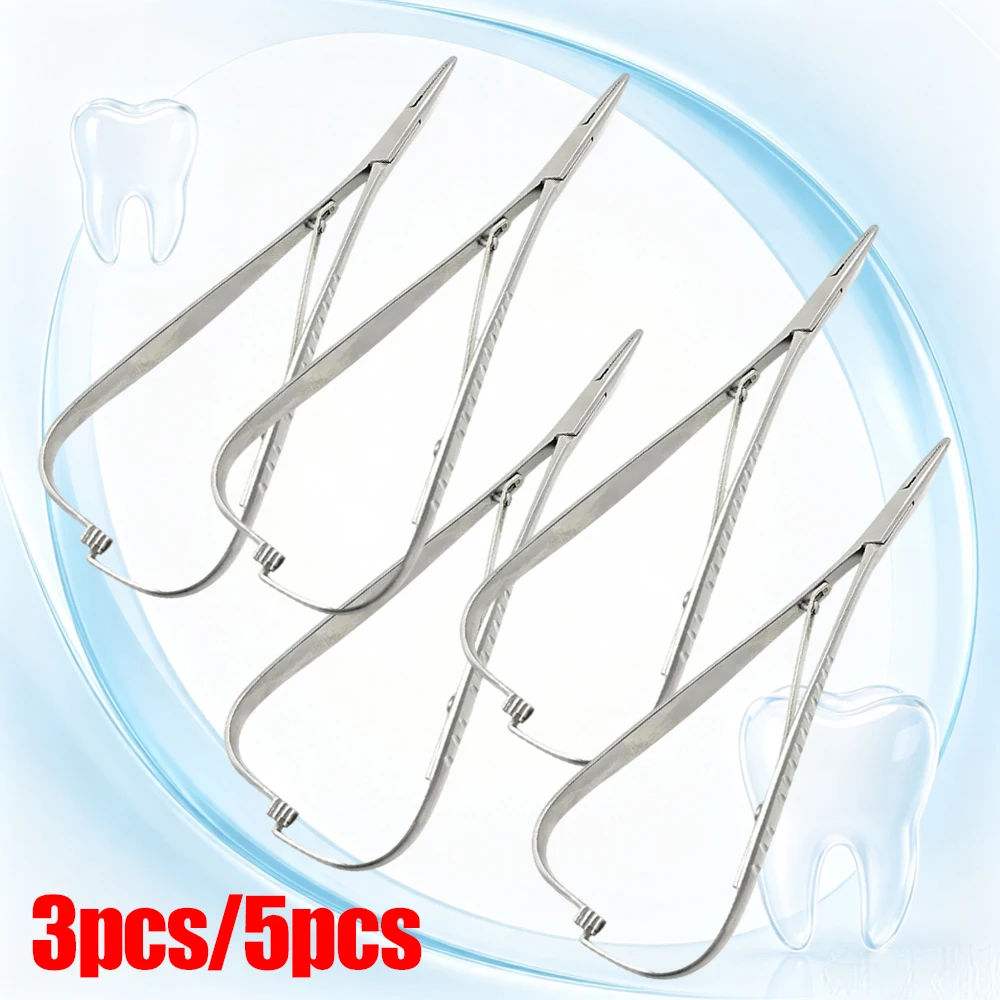 5pcs Complete Dental Orthodontic Set Mathieu Forceps Elastic Holder Fine Beak Hemostatic Pliers Kit