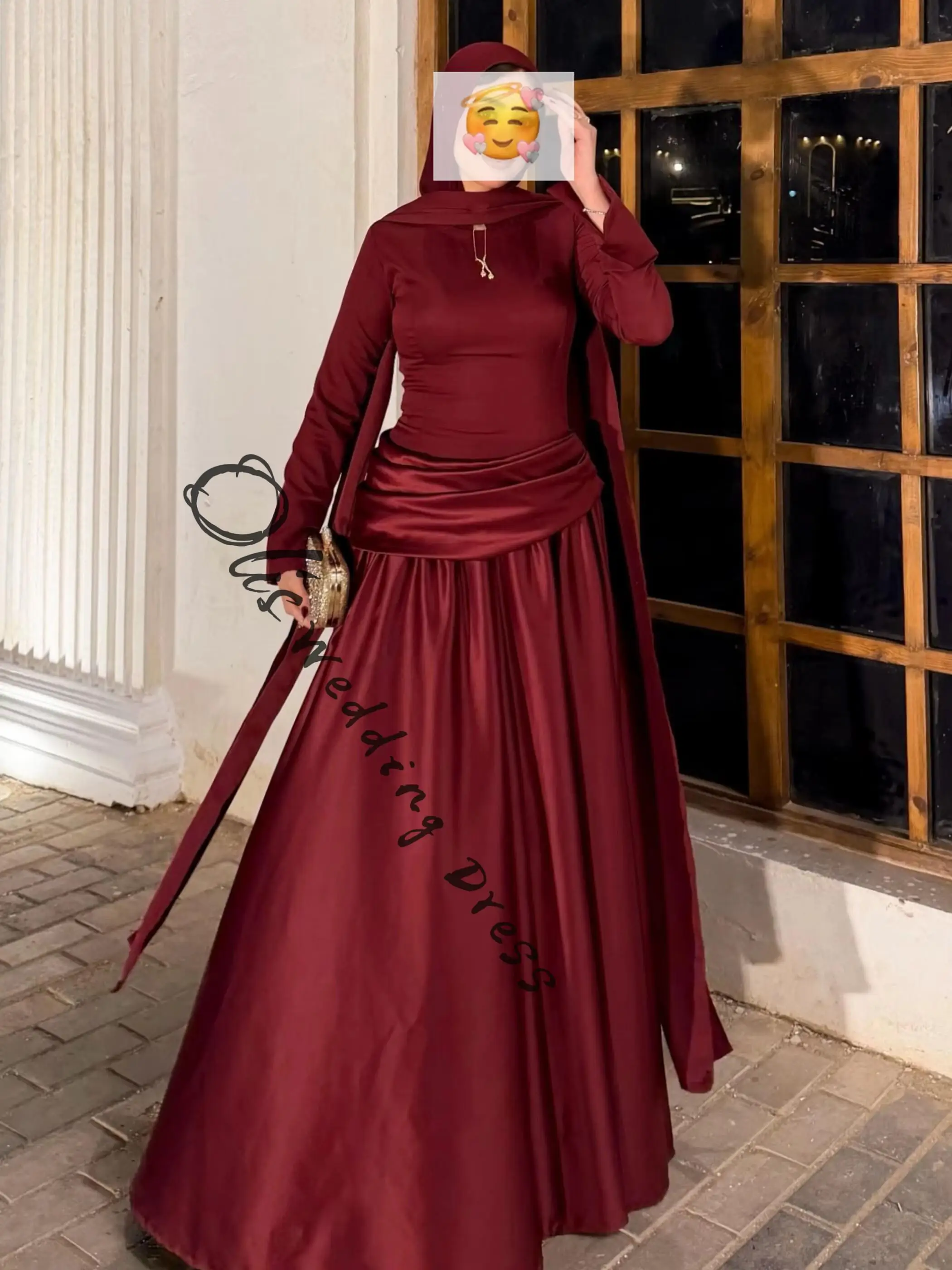 Customized Elegant Long Sleeves Prom Dresses O-Neck Pleated Floor Length Party Dresses Evening Dresses