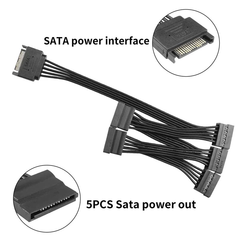 15-контактный разветвитель питания Sata 1-5, кабель питания для жесткого диска, HDD SSD, Удлинительный кабель, кабель расширения для жесткого диска