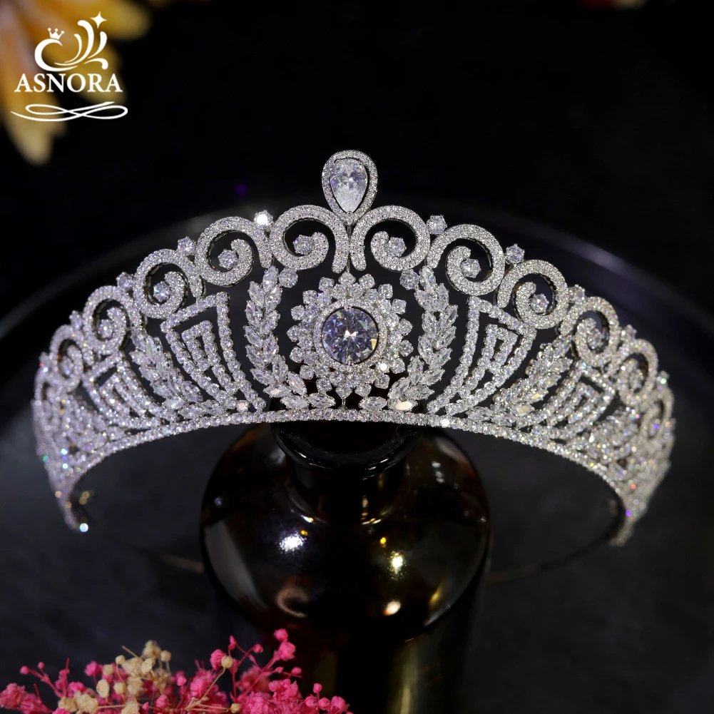 

High Quality Tiara Cubic Zirconia Silver Crystal Crown Girls Bridal Headband Beauty Pageant European Wedding Hair Accessories