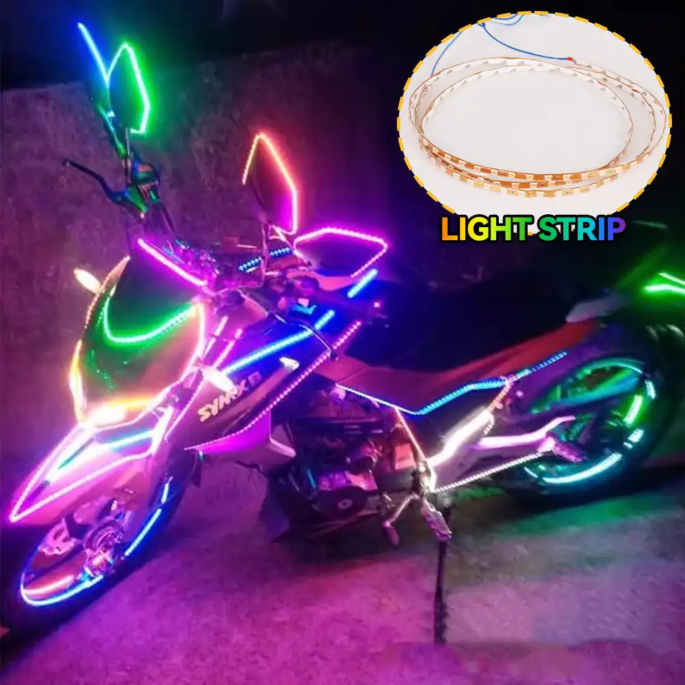 90SMD Motorcycle LED Colorful Light Strip 12V 90cm LED Ambient Strip 3528 Flexible Tape Lamp Car Interior Atmosphere Lights